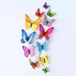 12 pçs borboleta adesivos de parede cor 3d adesivos para decoração de casa rosa azul adesivos para telha janela diy arte da parede ímã adesivos - Image 5