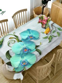 Lótus toalha de mesa verde tropical planta 3d flores padrão pano decoração do casamento festa capa de mesa nappe de mesa decoração da cozinha - Image 3