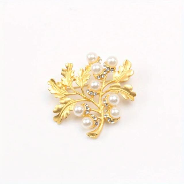 Alfinete Floral com Strass para Mulheres - Acessório Elegante e Luxuoso para Presentear