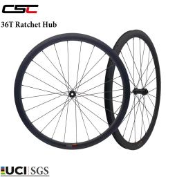 CSC Bicicleta Rodas de Carbono 36T Catraca Hub 33/38/40/45/50/58/60mm Center Lock rodado UD fosco para 700C Gravel Bike - Image 1