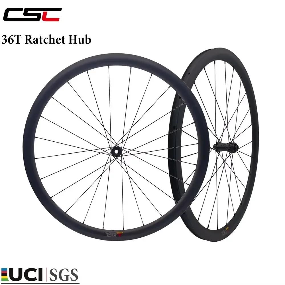 CSC Bicicleta Rodas de Carbono 36T Catraca Hub 33/38/40/45/50/58/60mm Center Lock rodado UD fosco para 700C Gravel Bike - Image 1