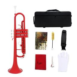 Profissional requintado trompete de bronze, trompete vermelho, bb plana, bocal, luvas, correia, caso acessórios, durável, instrumento musical - Image 1