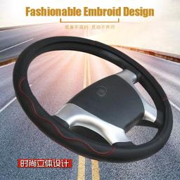 Capa de couro para volante de caminhão e ônibus, tamanho grande, bordado, acessórios interiores, 40cm, 42cm, 45cm, 47cm, 50cm - Image 3