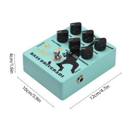 Baixo elétrico Pedal de efeito guitarra com saída XLR, Driver e DI Box, Amplificador True Bypass, DC 9V entrada e saída Interface - Image 6