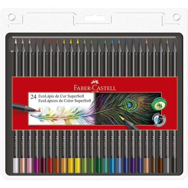 Lápis de Cor Super Soft Faber Castell com 24 Cores Vibrantes