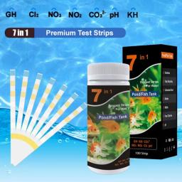 Fish Tank Water Test Strips Kit, aquário tropical, lagoa, teste PH, 7 em 1 - Image 5