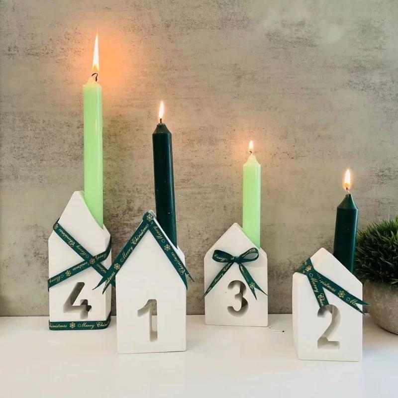 4 peças moldes artesanato fácil desmoldagem moldes número casa forma base vela moldes silicone moldes suporte - Image 1