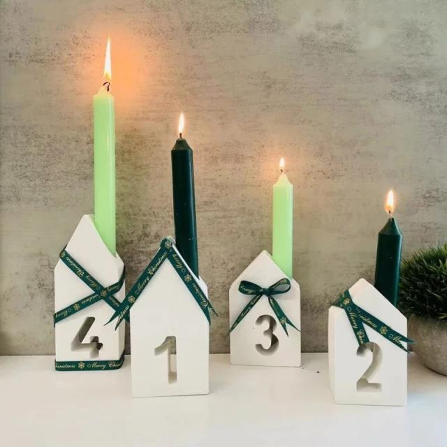 Conjunto de 4 Moldes de Silicone para Artesanato: Facilite a Desmoldagem de Velas e Números Decorativos