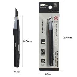 Anti-Shaking Utility Knife, lâminas de aço preto afiado, cortador de caixa, bloqueio automático, artesanato profissional, abridor DIY, SDI 9mm, ângulo de 30 graus - Image 5