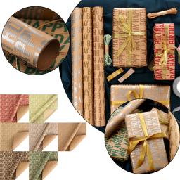 Papel De Embrulho Retro Kraft, Big Roll of Christmas Embrulho, Caixa de Presente, Casa, Feliz, Aniversário - Image 1