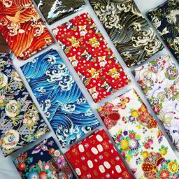 Tecido de algodão bronzeado impresso para DIY Patchwork, estilo japonês, padrão floral pano para costura, quimono vestido, sacos, feitos à mão, 145x50cm - Image 2