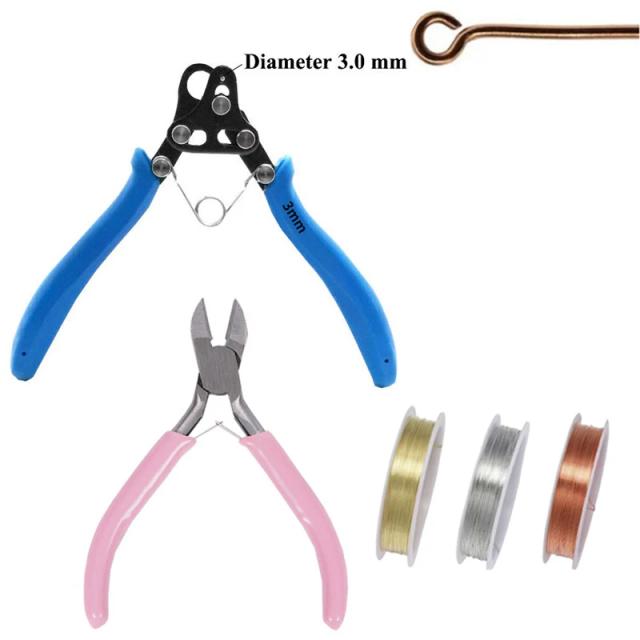 Conjunto de Alicates para Criação de Bijuterias: Rolamento de Fio, Dobra e Anéis de Salto - 1.5mm, 2.25mm e 3mm