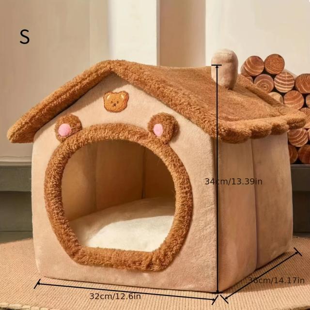 Caverna de Cachorro Macia e Removível, Cama Lavável Quente para o Inverno, Ideal para Conforto do Seu Pet
