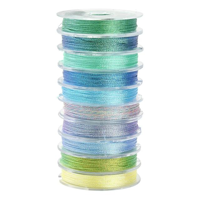 Cordão Trançado de Poliéster Metálico Colorido para Jóias e Artesanato - 22m, 0.3mm