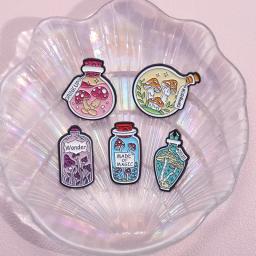 Broche De Esmalte De Vidro Desejando Garrafa De Desenhos Animados, Gato Fantasma, Cogumelo Lua, Emblema De Metal De Garrafa De Planeta, Pin De Lapela De Animal Do Punk, Presentes De Jóias - Image 3