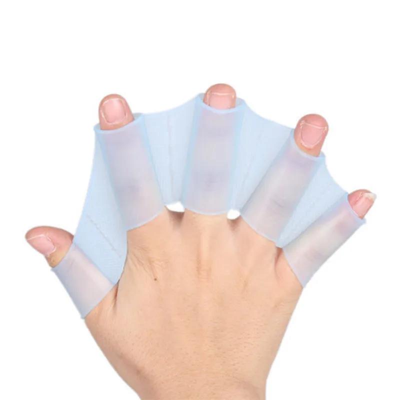 1 par nadadeiras de natação mão nadar luvas dedo trainning barbatanas webbed pá sapo silicone mão nadadeiras - Image 1