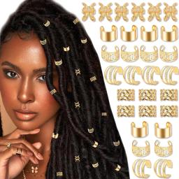 50 pçs liga jóias de cabelo para tranças dreadlock acessórios clipes de trança de metal não-piercing clipes de orelha contas de barba punhos de cabelo clipes - Image 1