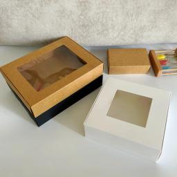 Caixas De Presente De Papel Kraft Com Janela De PVC Transparente, Caixas De Embalagem Para Festa, Doces Artesanais, Caixa De Presentes De Casamento, 10 Pcs, 20 Pcs, 50Pcs - Image 2
