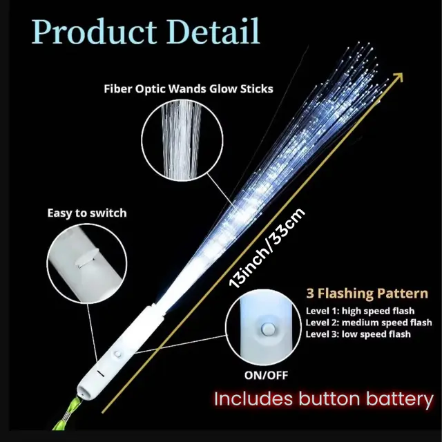 Fascinantes Sparklers para Casamento e Festas de Halloween - 36pcs de Varinhas de Fibra Óptica com LED Modo Três