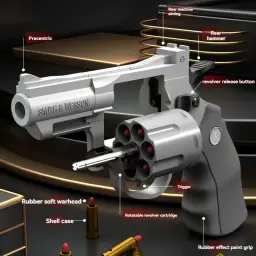 Automático Revolver Dart Bullet Toy Gun Lançador mecânico Pistola de tiro contínuo, CS arma ao ar livre para criança e adulto, ZP5 357 - Image 5