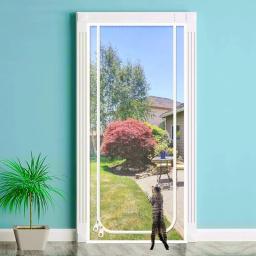 Tela reforçada Cat Fiberglass Door Screen Cortina de forma de abertura para cima e esquerda Tela de malha anti-mosquito para sala de estar - Image 1