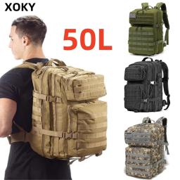 Mochila Molle tática ao ar livre para homens e mulheres, EDC Caminhadas Survival Rucksack, suporte para garrafa, Gym Bag, Fitness, 8003, 50L - Image 1