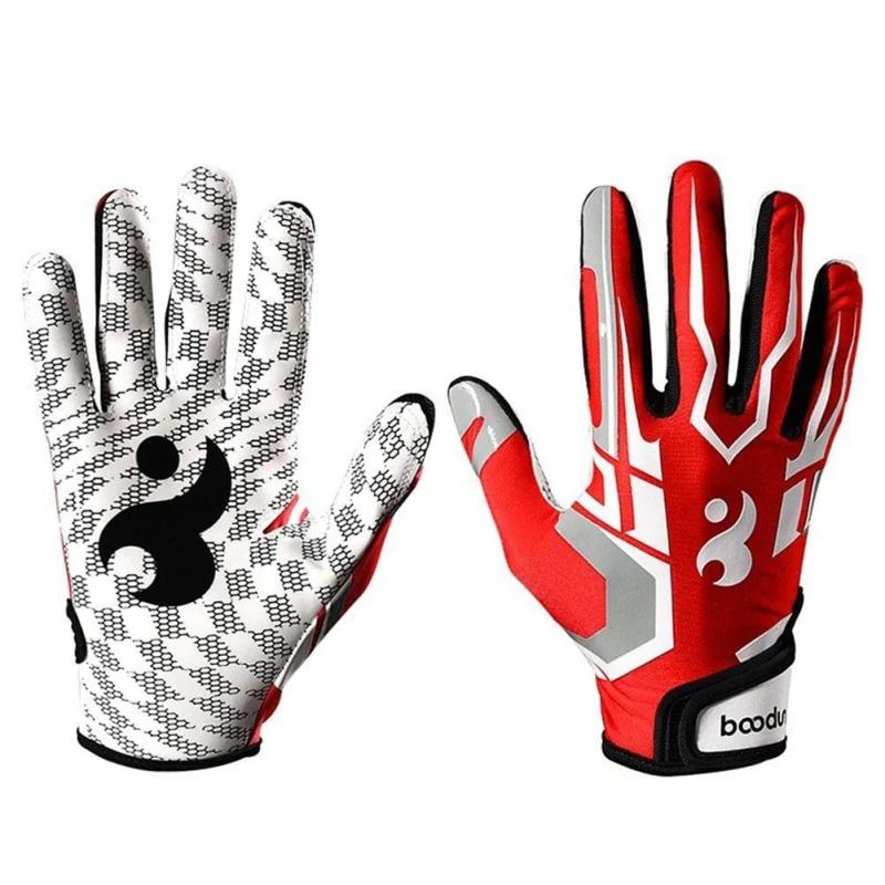 Luvas de rugby masculino feminino respirável anti-deslizamento dedo cheio silicone beisebol futebol americano luvas de pulseira ajustável - Image 1