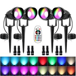 Controle remoto LED Lawn Lamp com conector, RGBW Spike ao ar livre, luz da paisagem, iluminação do jardim da árvore, 16 cores, AC, DC, 12 V, 24V - Image 1