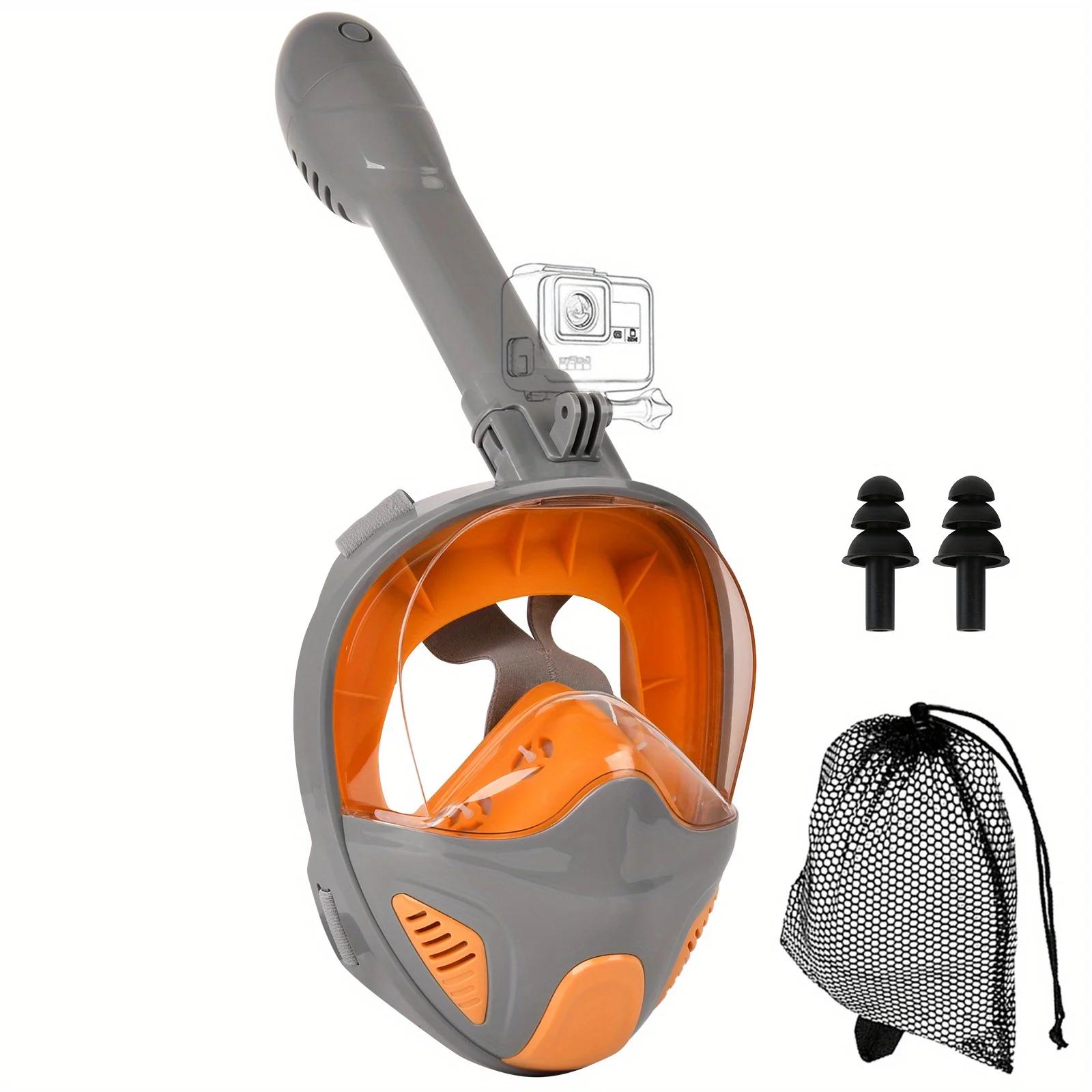 Máscara de mergulho com sistema de respiração segura, cobertura facial completa, máscara panorâmica anti-nevoeiro, 180 ° - Image 1