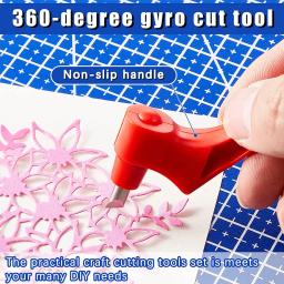 Kit de ferramentas de corte artesanal, giroscópio giratório de 360 graus, ferramentas de corte de arte com caneta de corte, lâminas de 15/30/45 graus, tapete de corte - Image 2