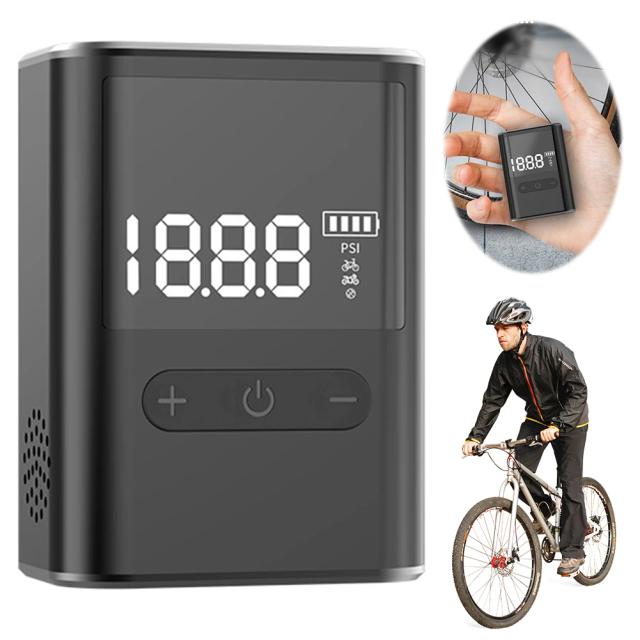 Bomba de Ar Elétrica Portátil com Display Digital e 100 PSI - Ideal para Ciclismo e Uso Multifuncional