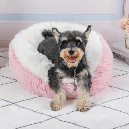 Cama rosquinha redonda para cachorro médio, cama de pelúcia para animais de estimação, cesta pequena, cestas de sofá, coxim grande, acessórios para gatos - Image 2