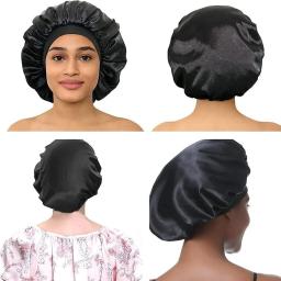 Novo feminino extra grande cetim touca de dormir gorro de seda boné diário proteger tratamento de cabelo chapéu encaracolado elástico tamanho grande cabeça capa - Image 6