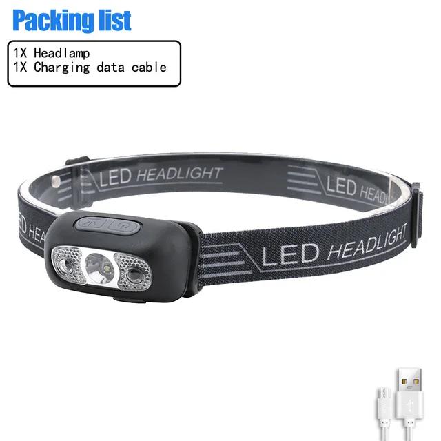 COB + XPE Indução Farol USB Recarregável LED Cabeça Lanterna Com 18650 Bateria Embutida Camping Farol Pesca Lanterna - Image 1