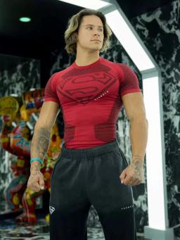 2025 camiseta de compressão de fitness masculina apertado elástico superior esportes ciclismo roupas de fitness superman treinamento corrida secagem rápida br - Image 4
