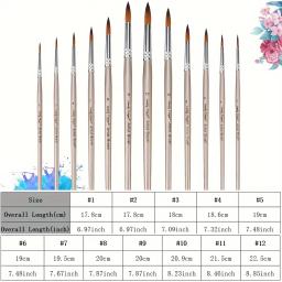 Professional Paint Brushes Set, Round Pointed Tip, Nylon Cabelo, Artista Acrílico Escova, Aquarela, Pintura A Óleo, Corpo, 12Pcs - Image 2