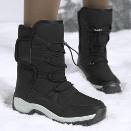 Marca masculina sapatos de inverno à prova dwaterproof água botas masculinas de pelúcia quente casal botas de neve ao ar livre antiderrapante caminhadas botas de trabalho botas de tornozelo - Image 4