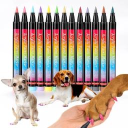 Canetas para pintura unhas gato, 12 cores brilhantes, canetas esmalte para unhas animais estimação, kits - Image 5