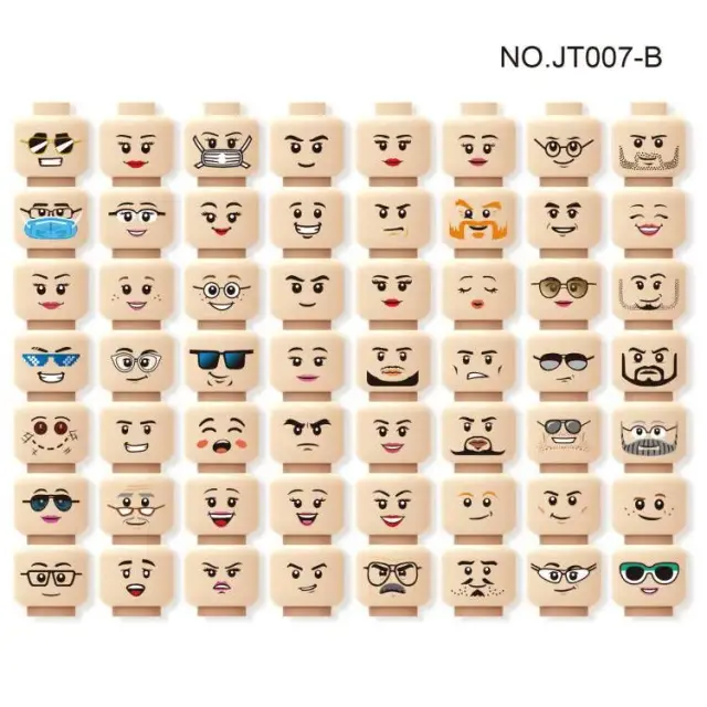 Kit de 56 Blocos de Construção com Expressões Faciais Diversas para Crianças
