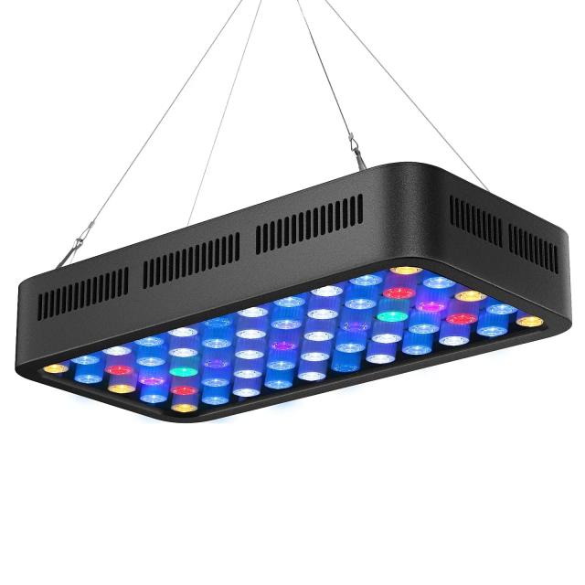 Iluminação LED Dimmerizável para Aquário com Controle WiFi e 3 Canais Inteligentes - Ideal para Peixes e Corais, 165W