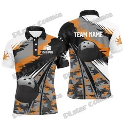 Camisa polo masculina impressa em 3D, azul Camo Bowling Custom Name, Casual Bowling Jersey, presente para jogadores de boliche, verão, rua, WK51 - Image 4