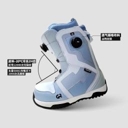 Sapatos de esqui profissionais de uso rápido, sapatos de snowboard de botão duplo de alta qualidade, sapatos de neve quentes e impermeáveis femininos, botas de esqui planas esculpidas masculinas - Image 5