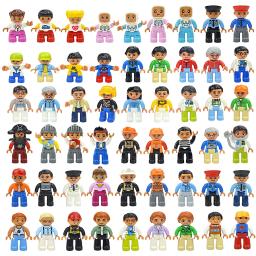 Figuras de tamanho grande bloco de construção personagem de ação familiar polícia princesa bonecas trabalhador pessoas compatíveis grande tijolo duplo brinquedos - Image 5
