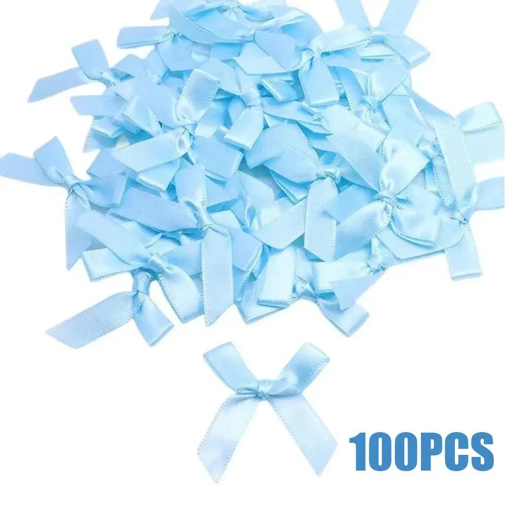 Pequenos arcos de fita de cetim, arco do nó, artesanato decoração, handwork DIY festa, casamento, aniversário, laços decoração, 100pcs - Image 1