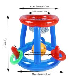 Conjunto inflável de jogo de virola para crianças e adultos, aro de basquete flutuante portátil, diversão na praia ao ar livre, brinquedos aquáticos de verão - Image 6