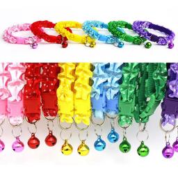 Colar de gato ajustável com pingente de sino, cães pequenos e médios, colar de cachorro, fivela de segurança, laço doce, bonito - Image 3