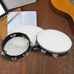 Dupla linha mão abalada pandeiro, branco Drum cabeça, Black Edge, madeira mão tambor, instrumento de percussão para KTV, festa, 4 ", 6", 8 ", 10" - Image 5