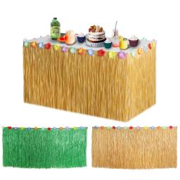 Saia De Mesa De Cor De Palha Tropical, Decorações De Festa Havaianas, Decoração De Casamento De Aniversário, Festa Temática De Verão, Suprimentos De Piquenique Em Casa - Image 1