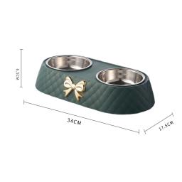 Tigelas duplas antiderrapantes removíveis duplas para cães e gatos, acessórios duráveis, simples de limpar, filhote de cachorro pequeno conveniente, tamanho 34x17,5x6,5 cm - Image 6