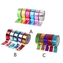 Fita holográfica prismática com glitter, aros, ferramenta scrapbooking diy, torneira mascaramento - Image 6